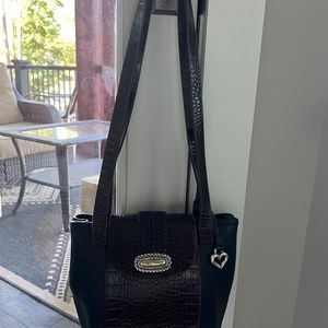 Brighton Vintage Handbag. Shoulder Bag Two Tone Black Brown